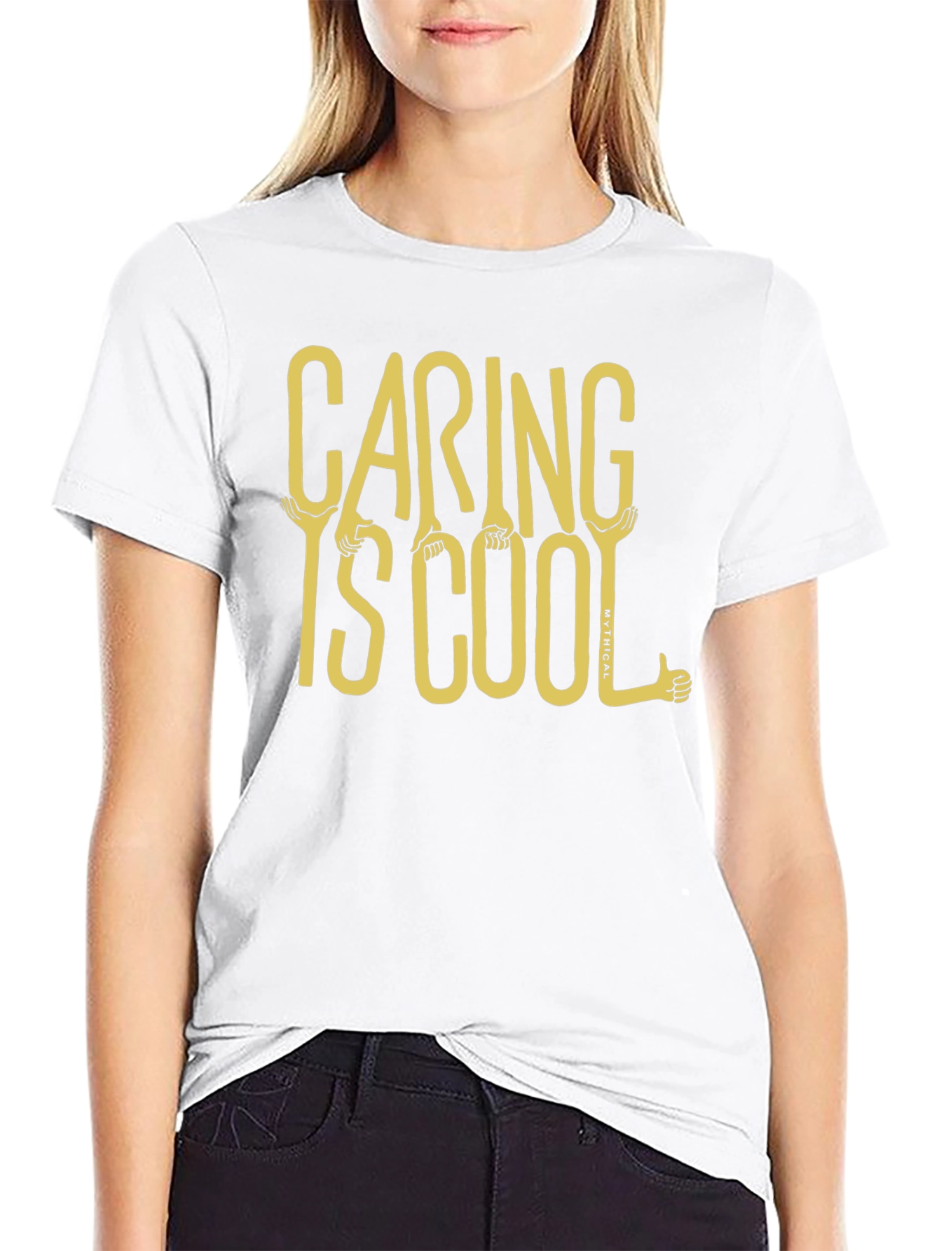 Caring is Cool Graphic Tee - Black Casual T-Shirt