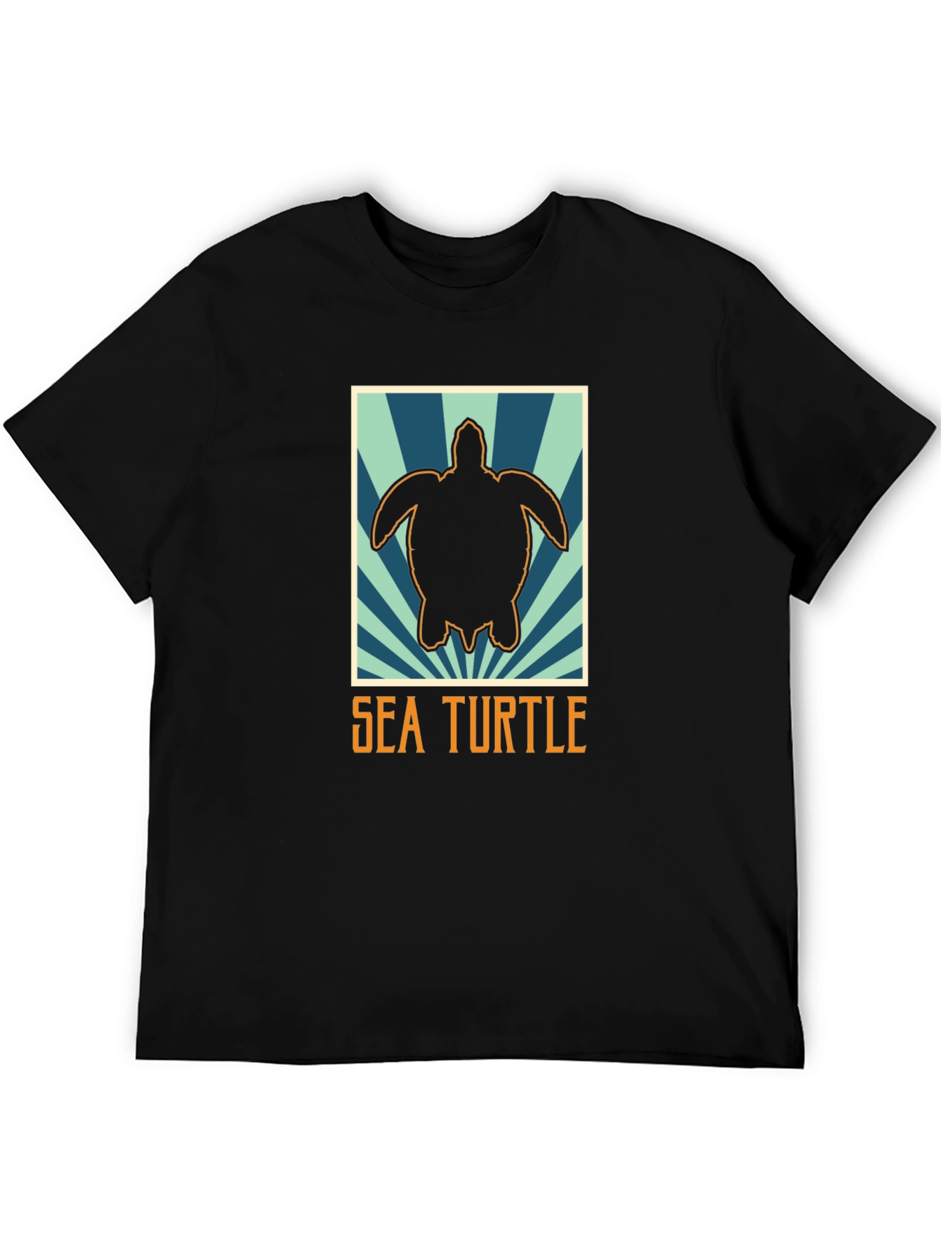 Sea Turtle Graphic Tee - Black Cotton T-Shirt