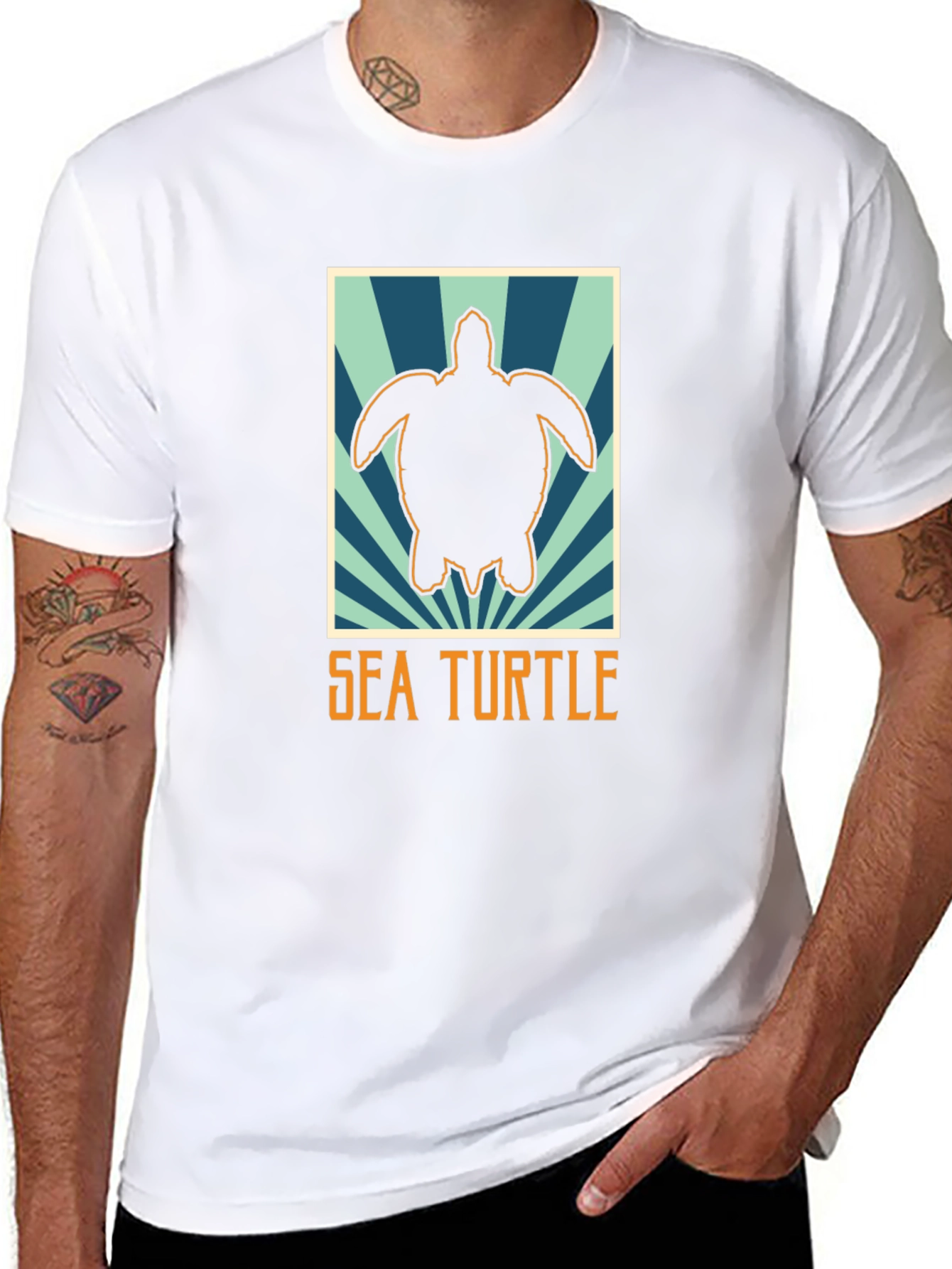 Sea Turtle Graphic Tee - Black Cotton T-Shirt