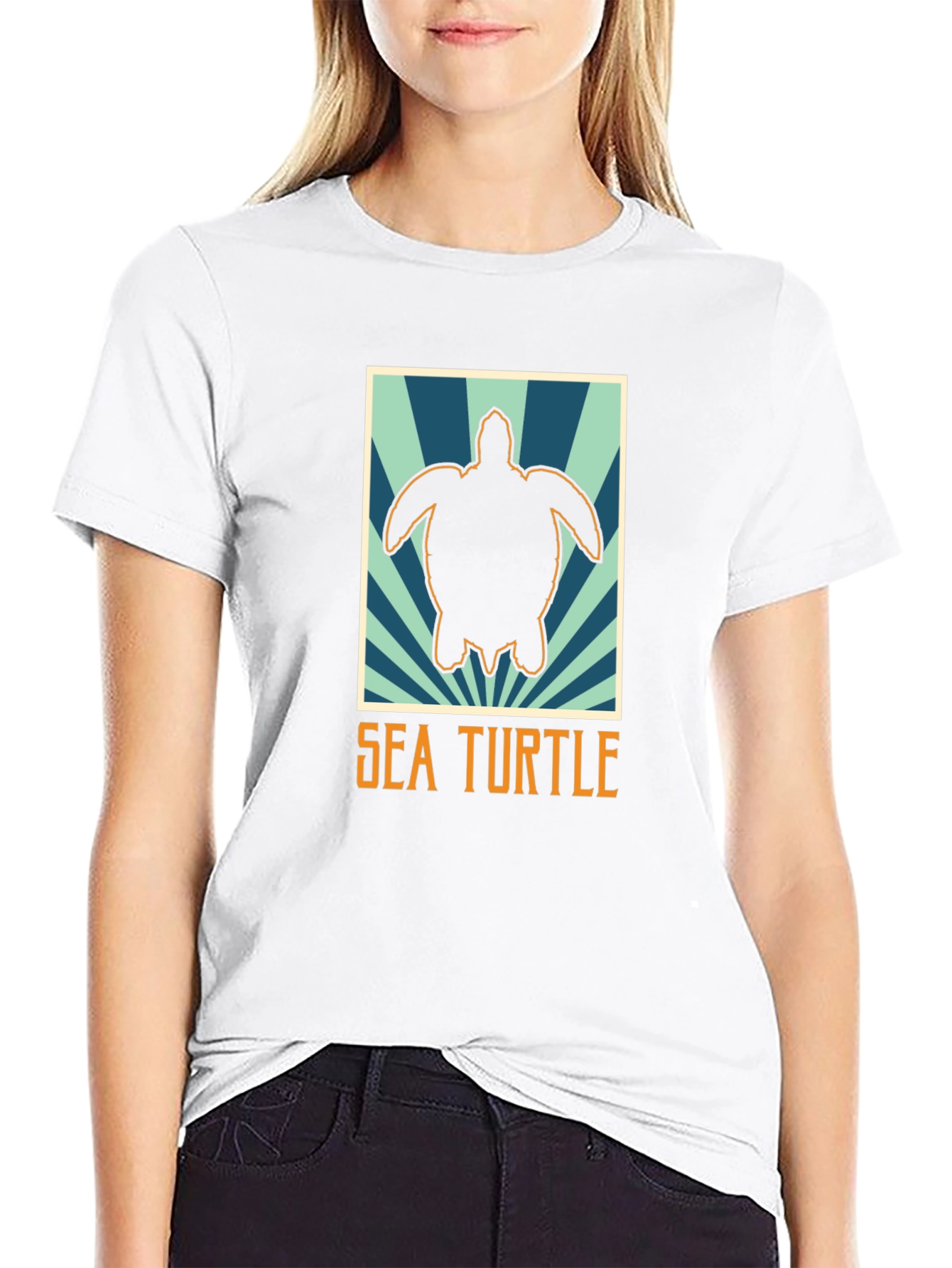 Sea Turtle Graphic Tee - Black Cotton T-Shirt