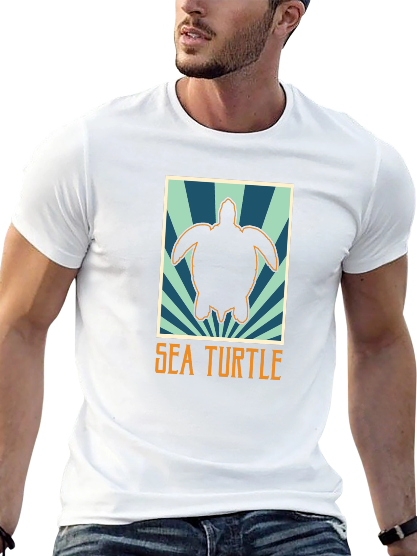Sea Turtle Graphic Tee - Black Cotton T-Shirt