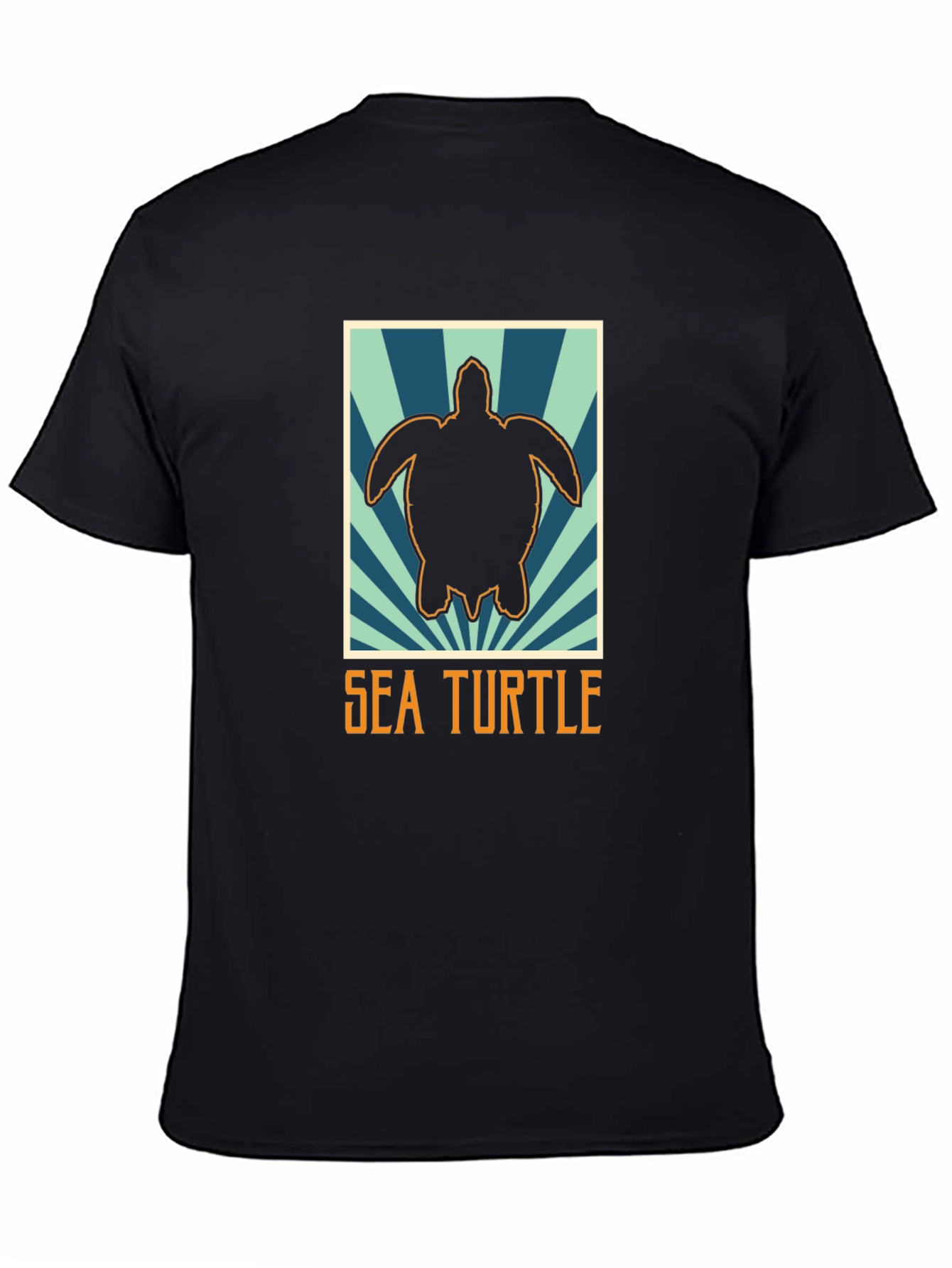 Sea Turtle Graphic Tee - Black Cotton T-Shirt