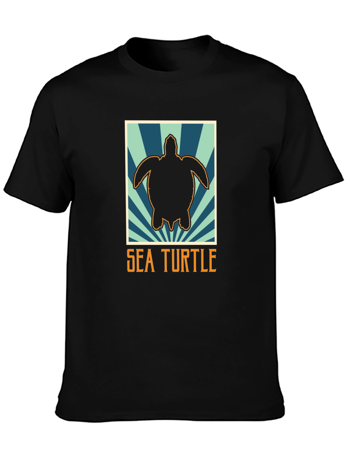 Sea Turtle Graphic Tee - Black Cotton T-Shirt
