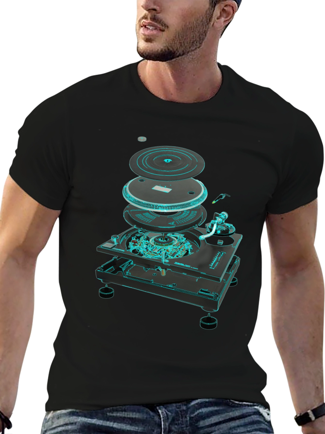 DJ Turntable Exploded View Graphic Tee