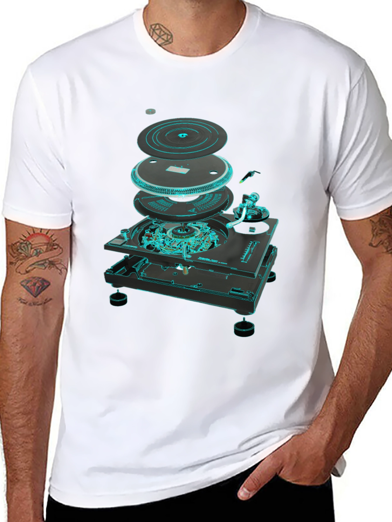 DJ Turntable Exploded View Graphic Tee