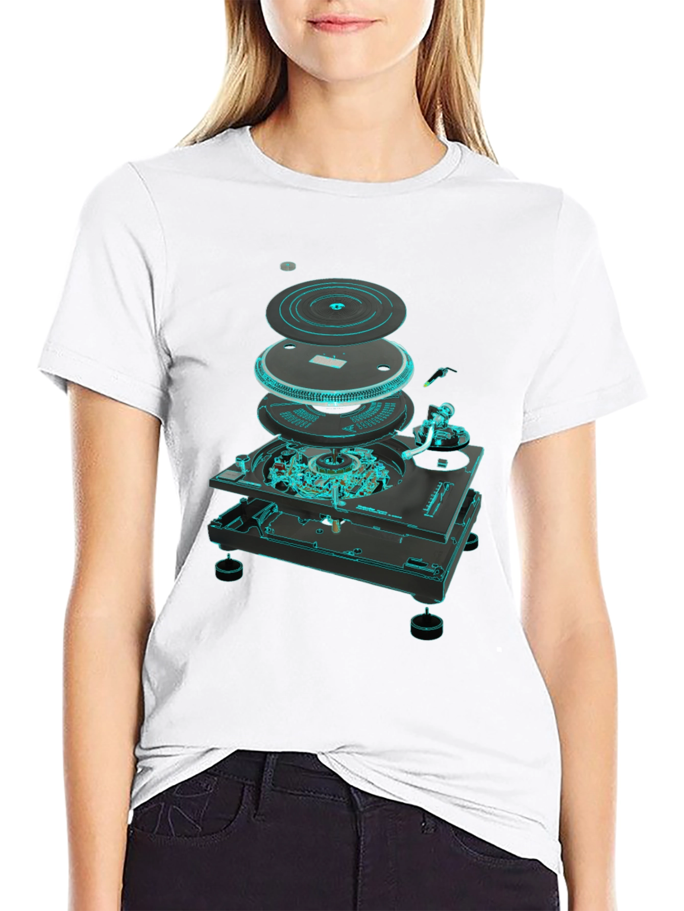 DJ Turntable Exploded View Graphic Tee