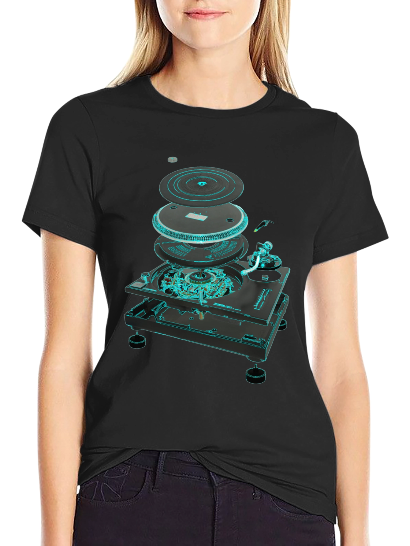 DJ Turntable Exploded View Graphic Tee