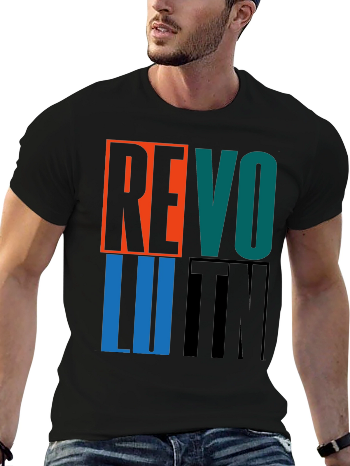 Revolution Graphic Print Crew Neck T-Shirt