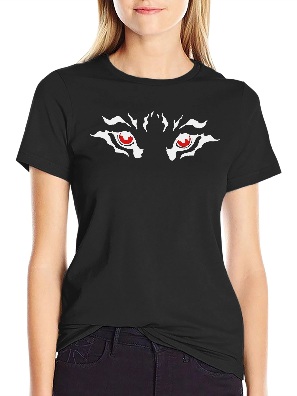 Mens Black Wolf Eyes Graphic T-Shirt