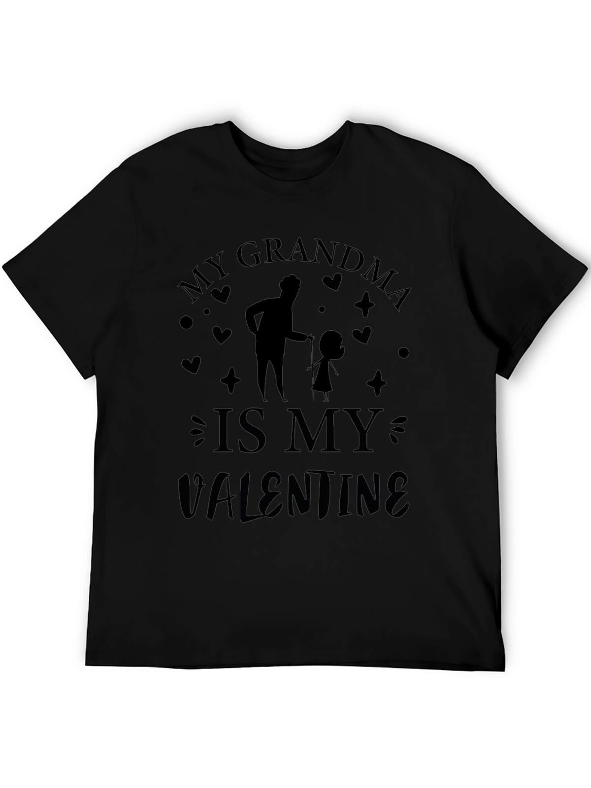 My Grandma is My Valentine Black T-Shirt