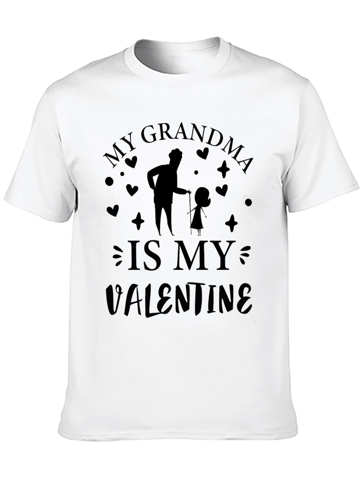 My Grandma is My Valentine Black T-Shirt