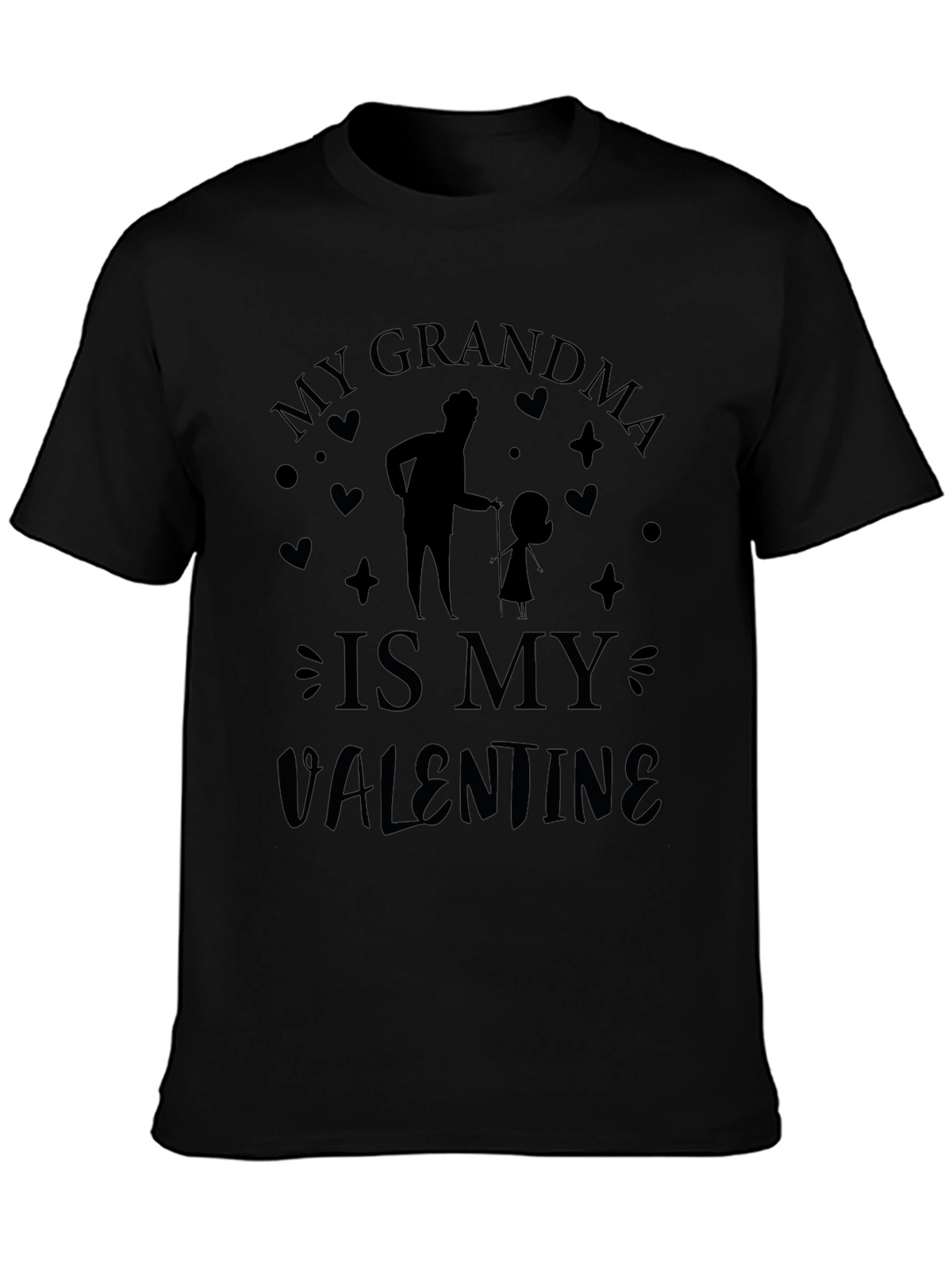 My Grandma is My Valentine Black T-Shirt