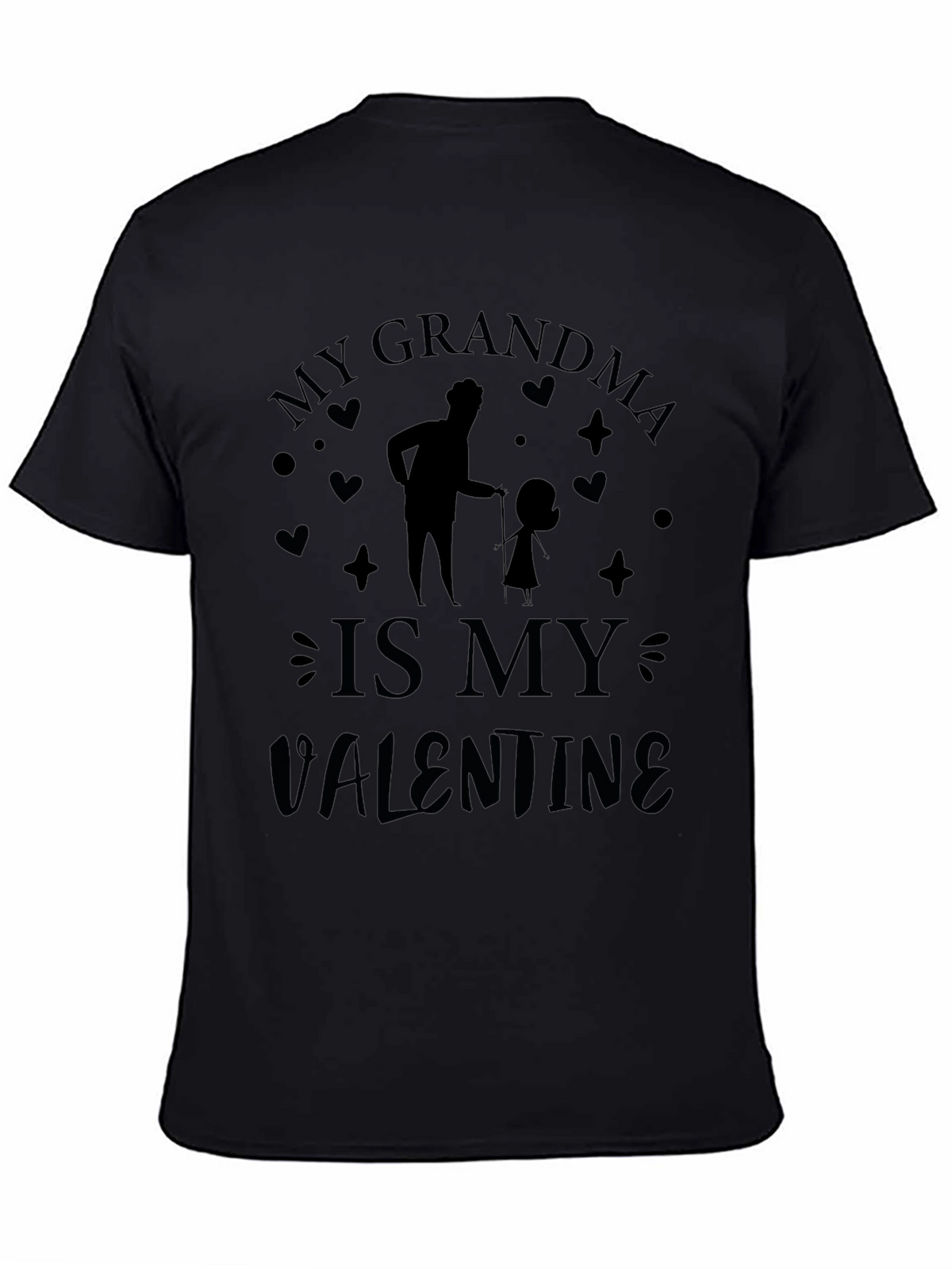 My Grandma is My Valentine Black T-Shirt