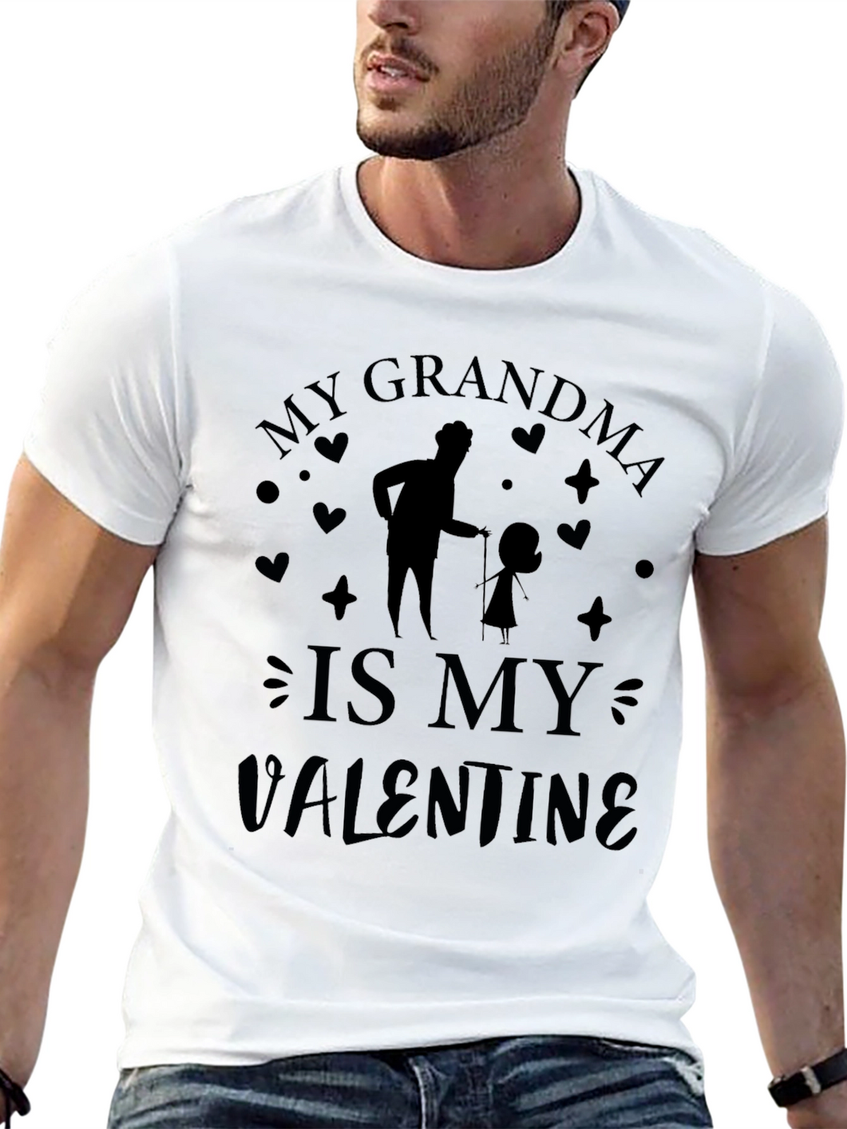 My Grandma is My Valentine Black T-Shirt
