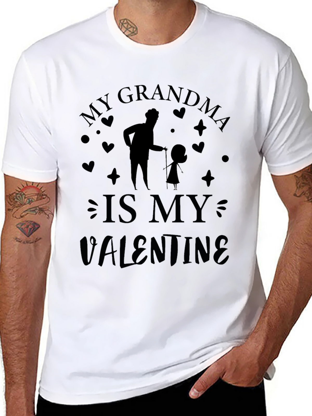 My Grandma is My Valentine Black T-Shirt