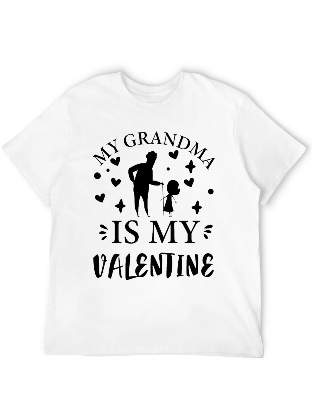 My Grandma is My Valentine Black T-Shirt