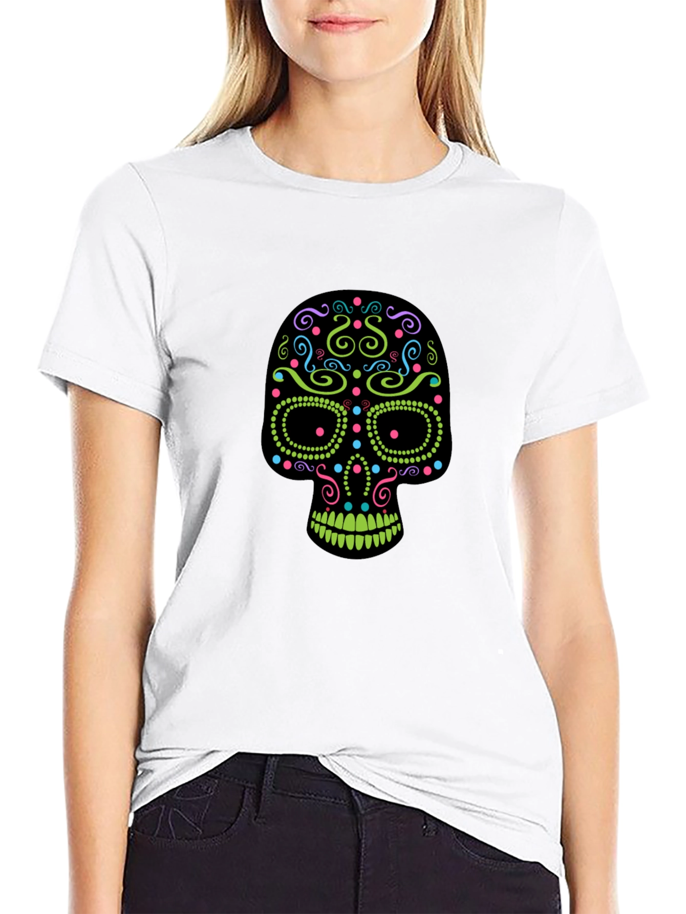 Sugar Skull Graphic T-Shirt - Black
