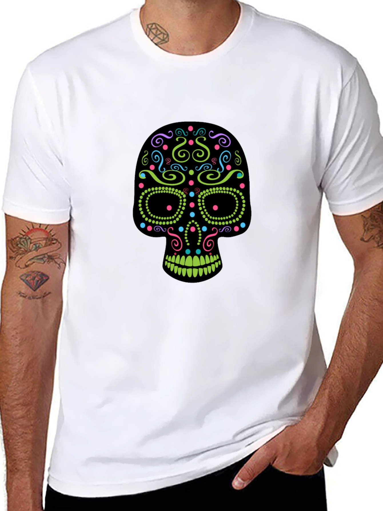 Sugar Skull Graphic T-Shirt - Black