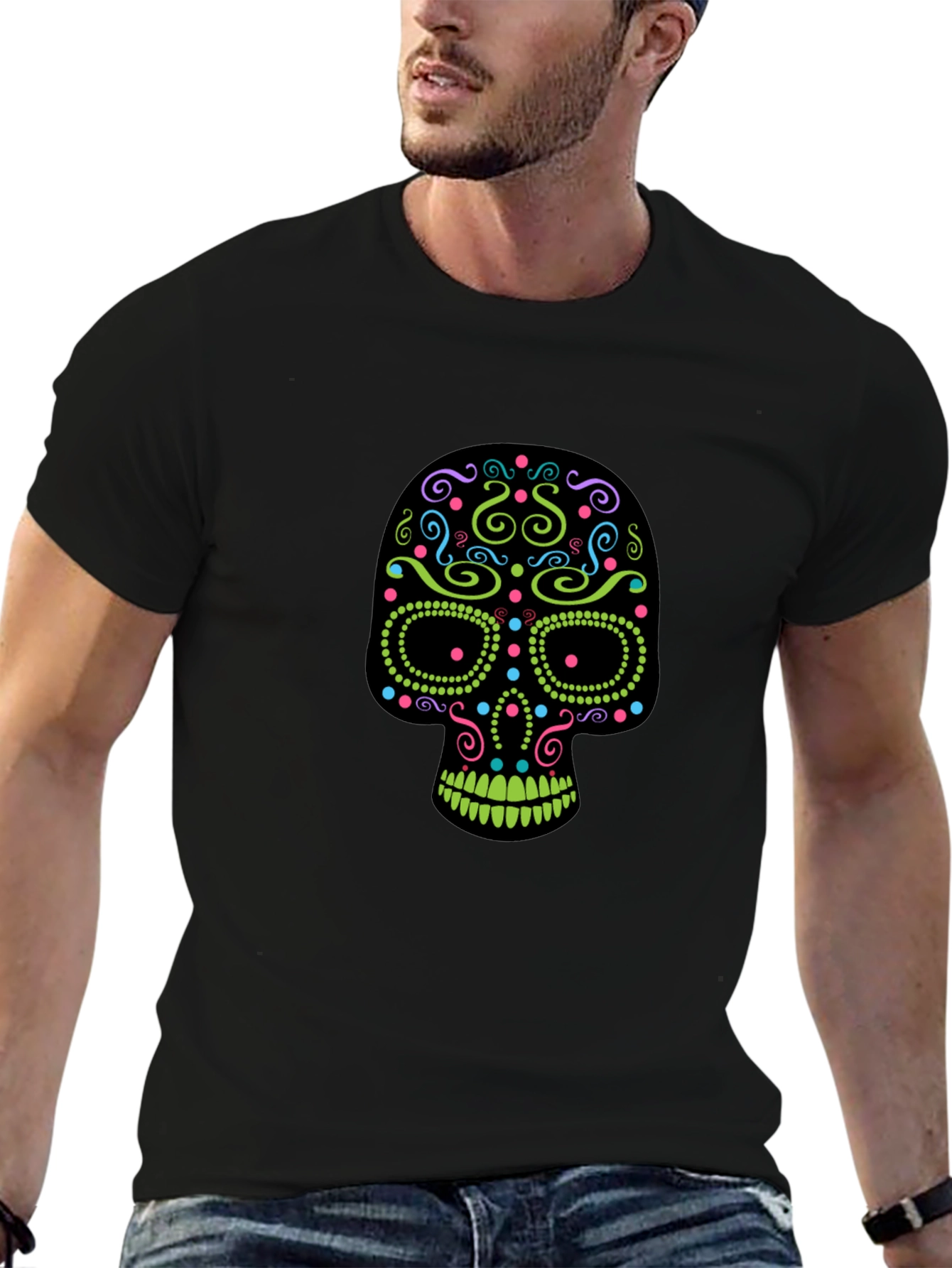 Sugar Skull Graphic T-Shirt - Black