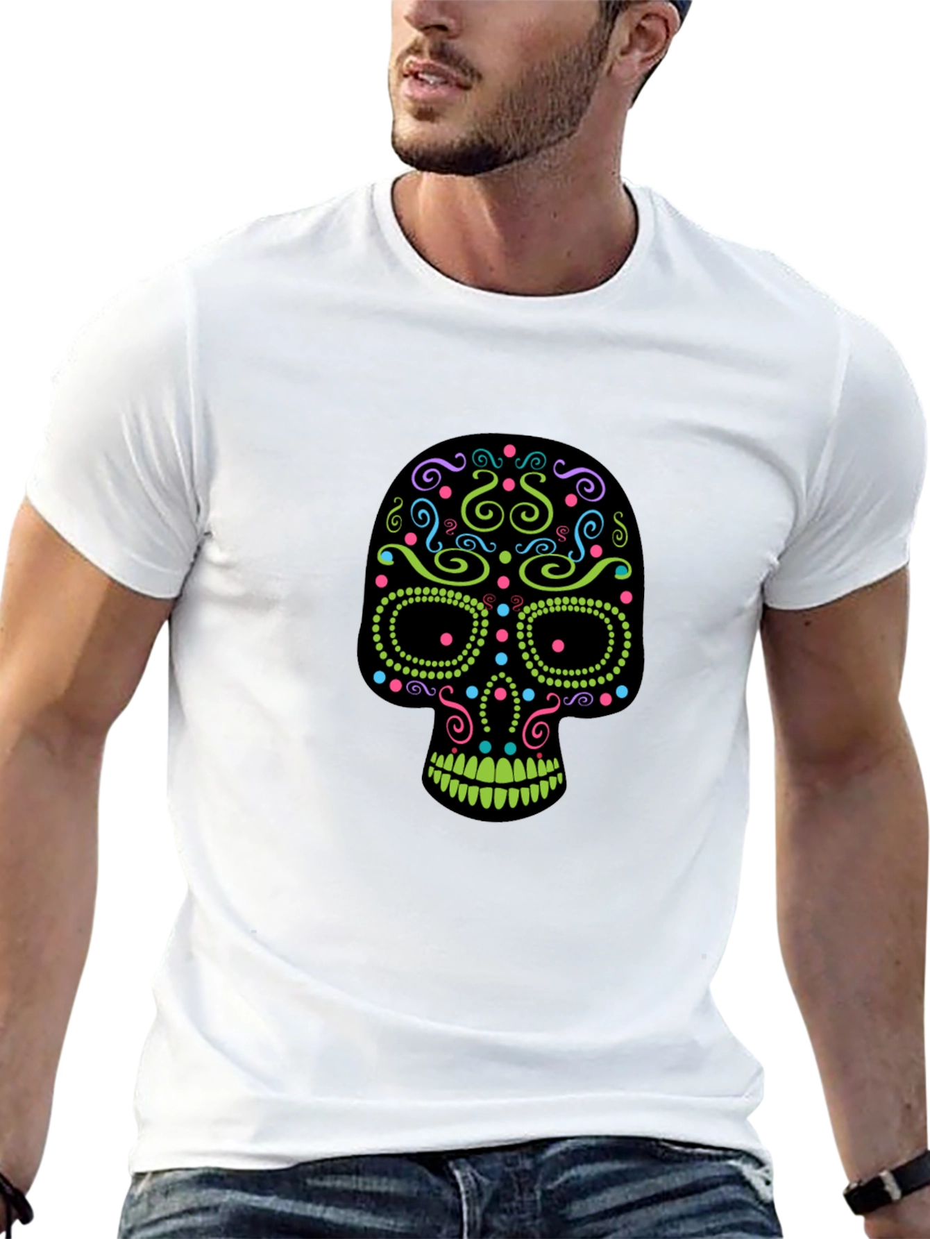 Sugar Skull Graphic T-Shirt - Black