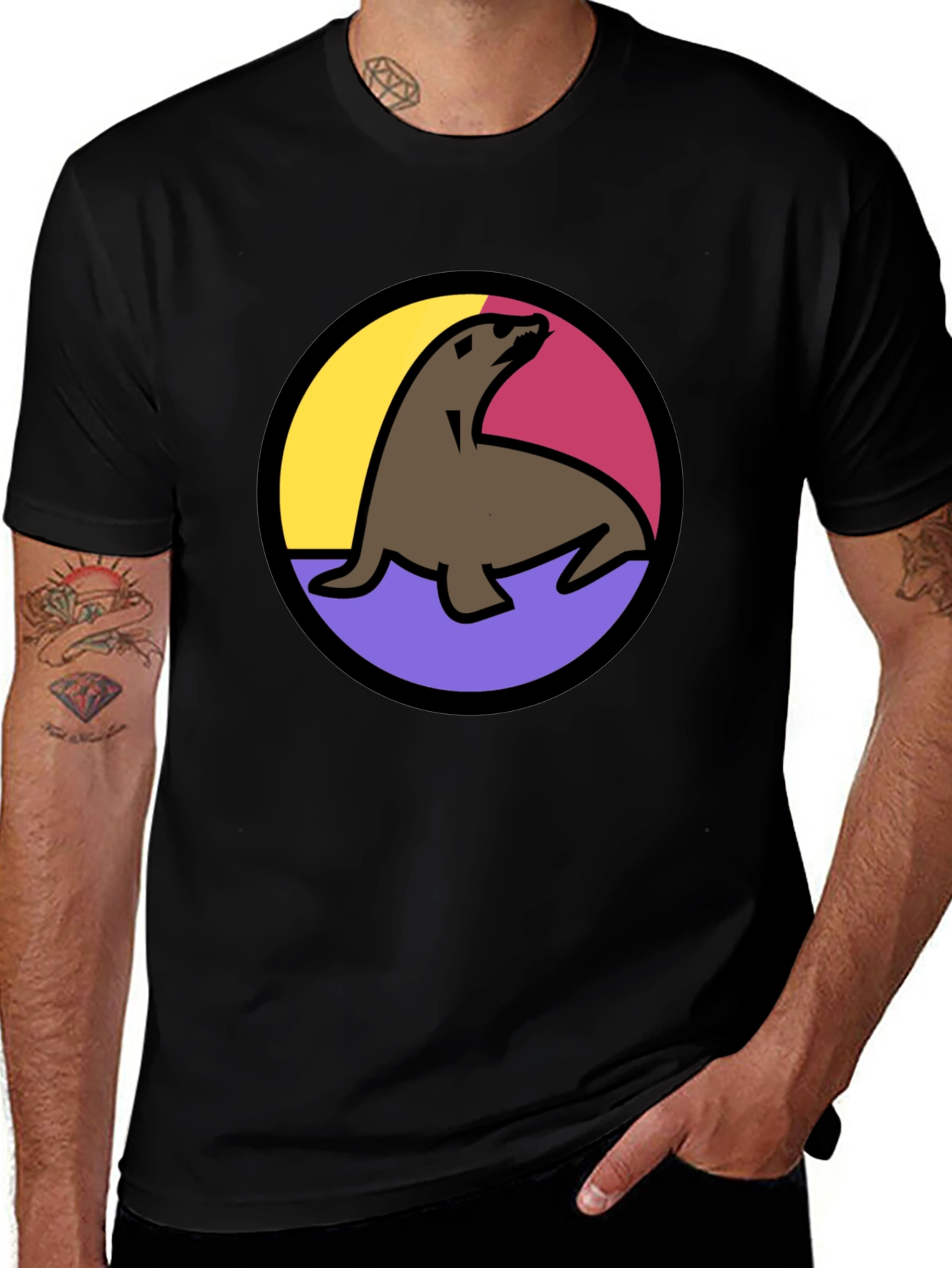 Seal Graphic Tee - Black Unisex T-Shirt