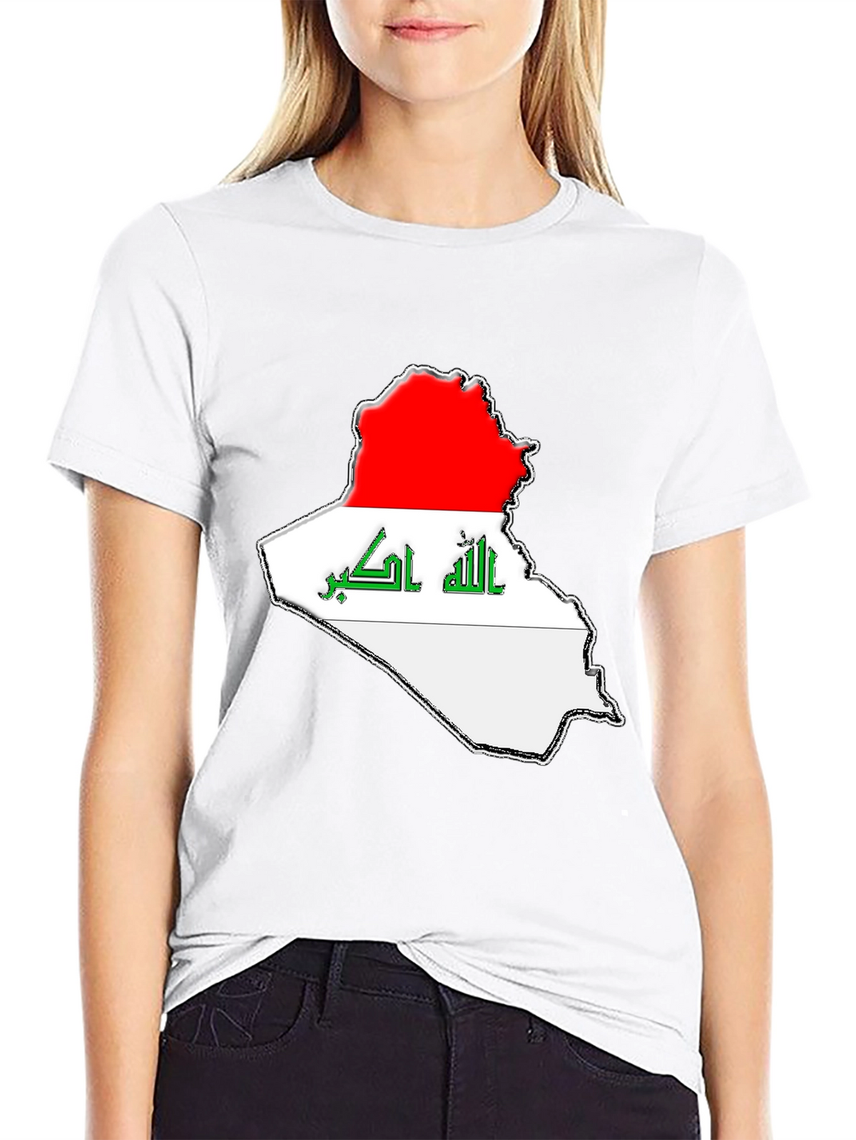 Iraq Flag Map T-Shirt - Black Graphic Tee