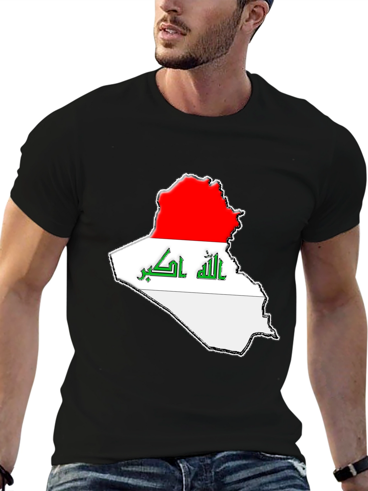 Iraq Flag Map T-Shirt - Black Graphic Tee