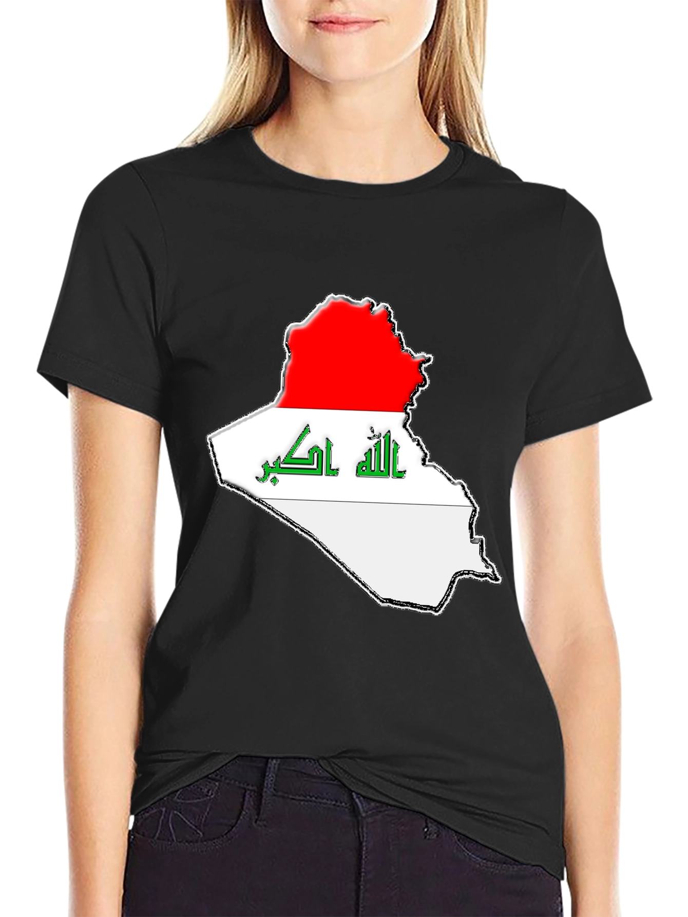Iraq Flag Map T-Shirt - Black Graphic Tee