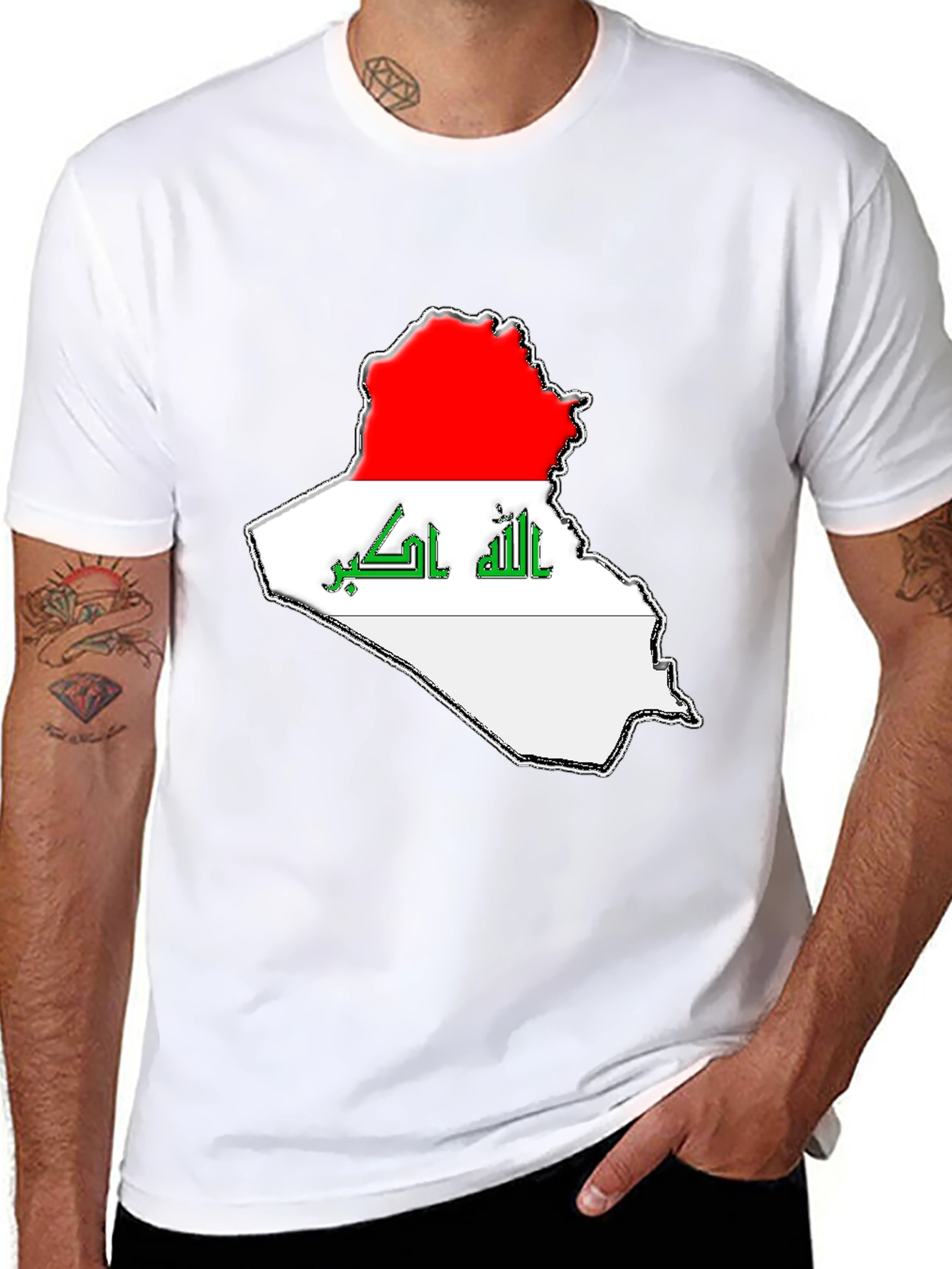Iraq Flag Map T-Shirt - Black Graphic Tee