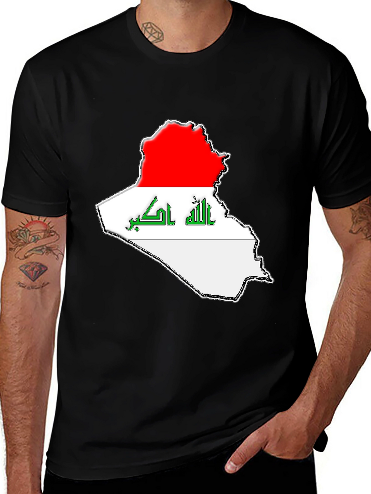 Iraq Flag Map T-Shirt - Black Graphic Tee