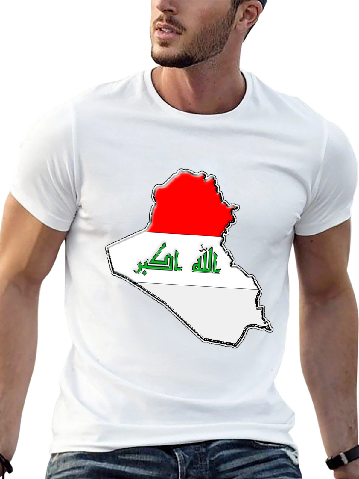 Iraq Flag Map T-Shirt - Black Graphic Tee