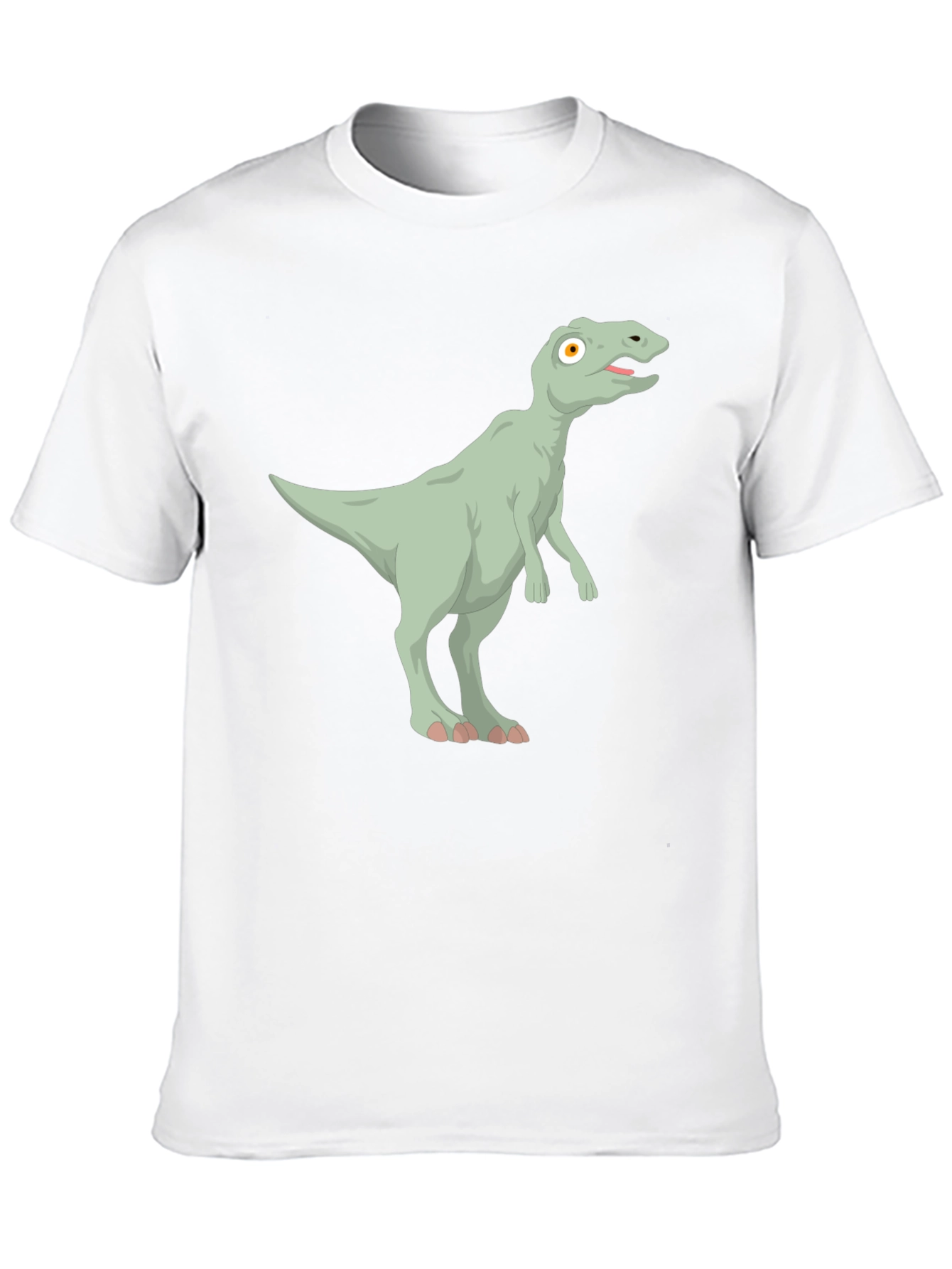 Cartoon Dinosaur Graphic Tee - Black Cotton T-Shirt