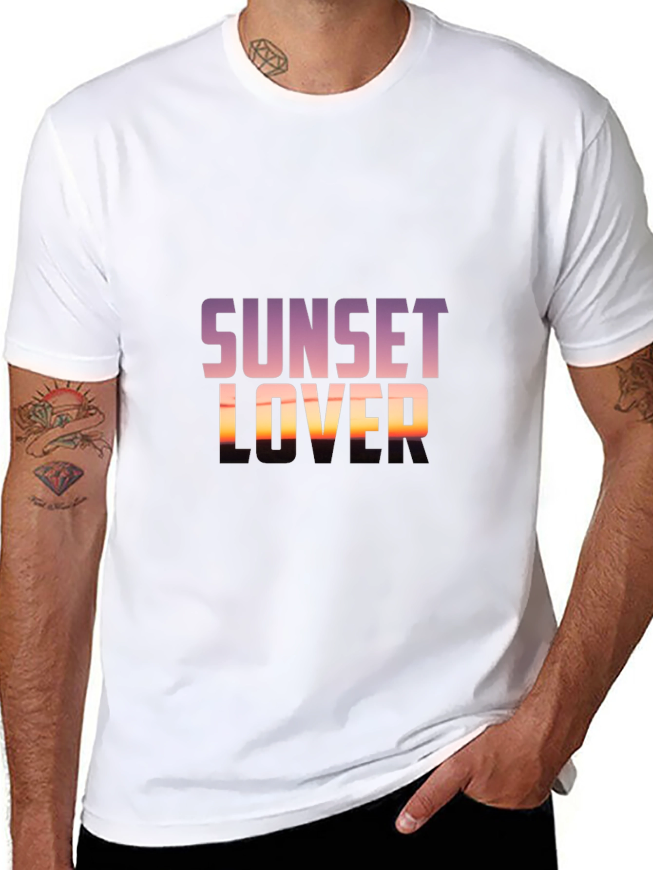 Sunset Lover Graphic Tee - Trendy Black T-Shirt