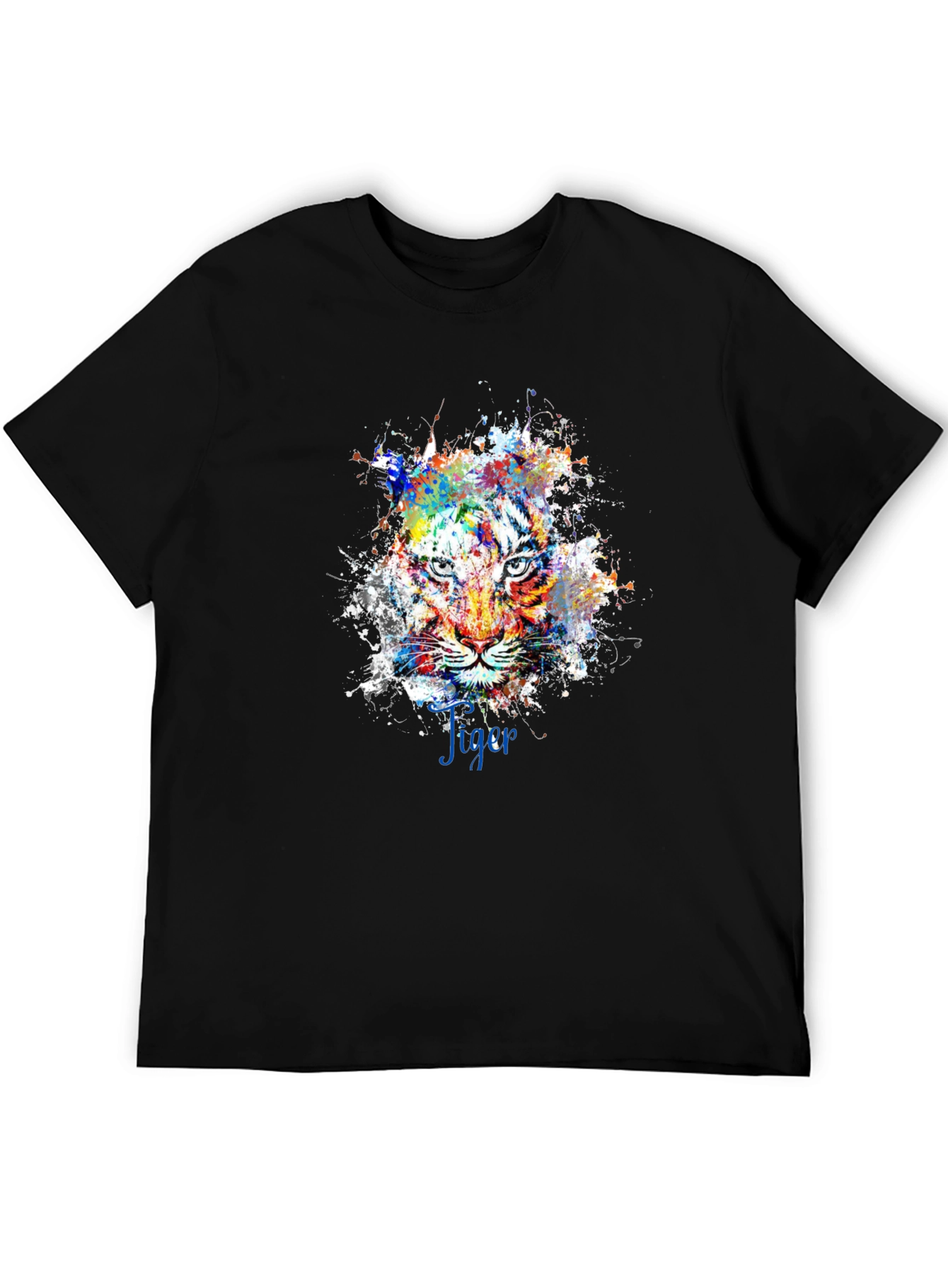 Mens Black Tiger Splash Graphic Tee