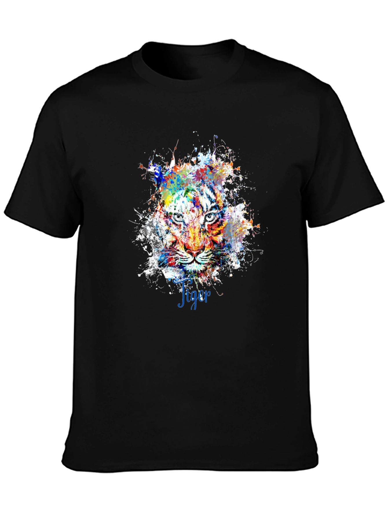 Mens Black Tiger Splash Graphic Tee