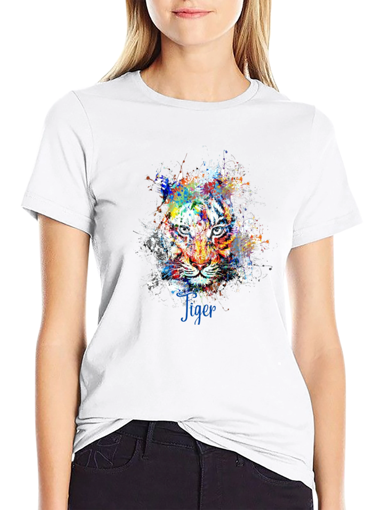 Mens Black Tiger Splash Graphic Tee