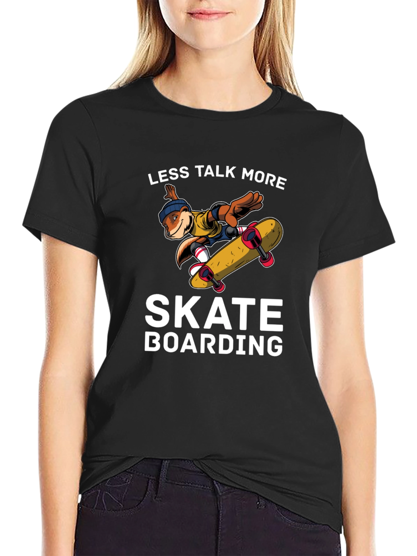 Skateboarding Beaver Black T-Shirt