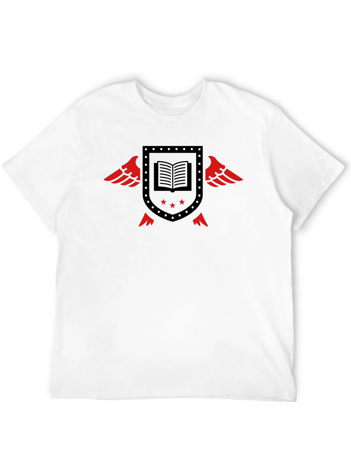 Winged Book Shield Black T-Shirt