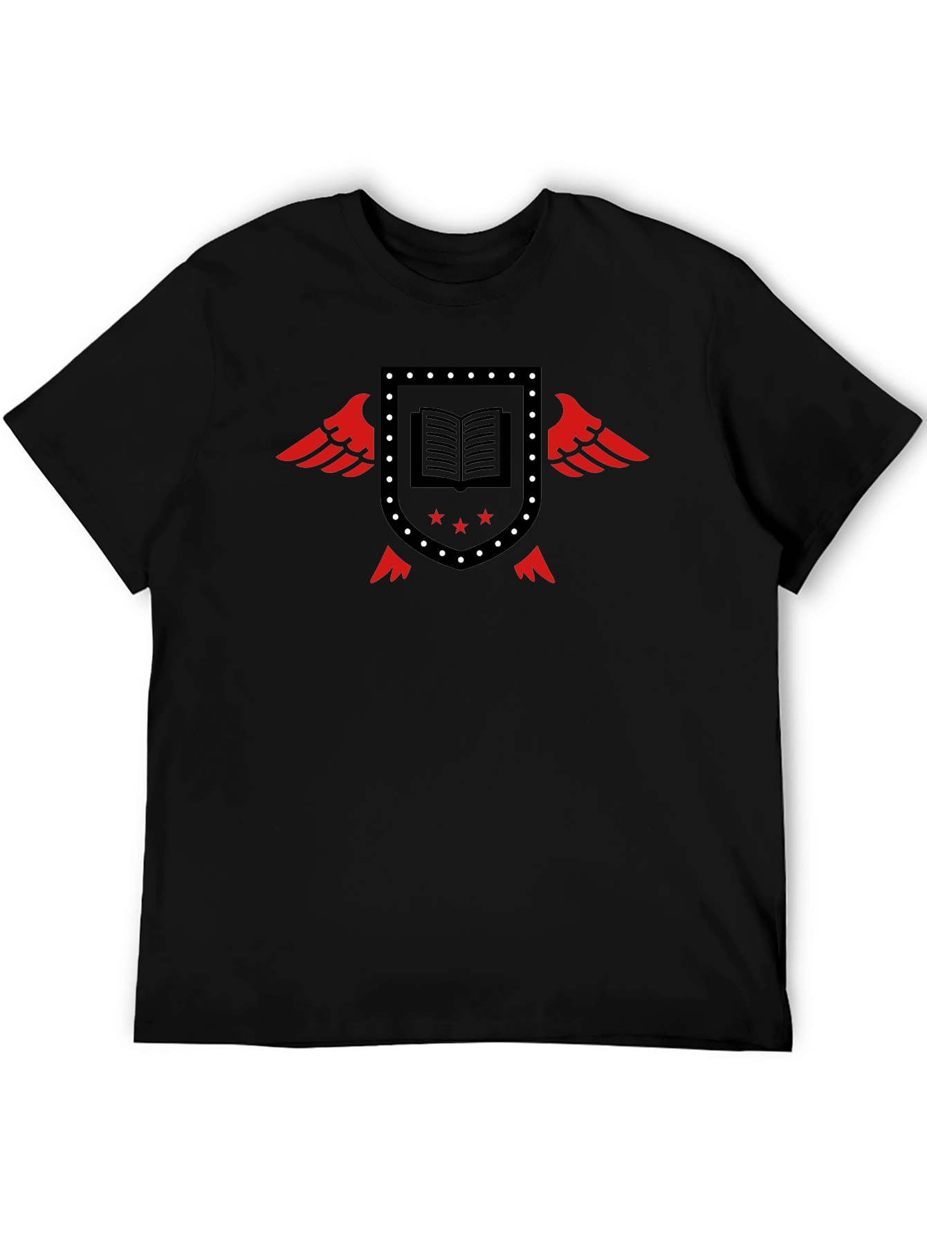 Winged Book Shield Black T-Shirt