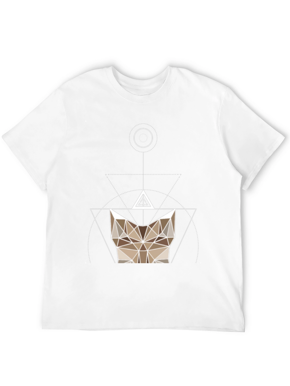 Geometric Cat Head Black T-Shirt - Modern Design