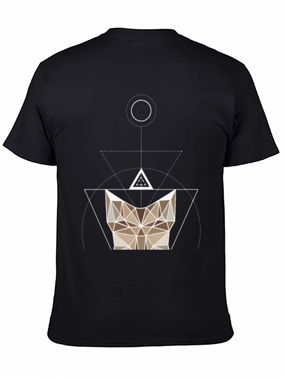 Geometric Cat Head Black T-Shirt - Modern Design