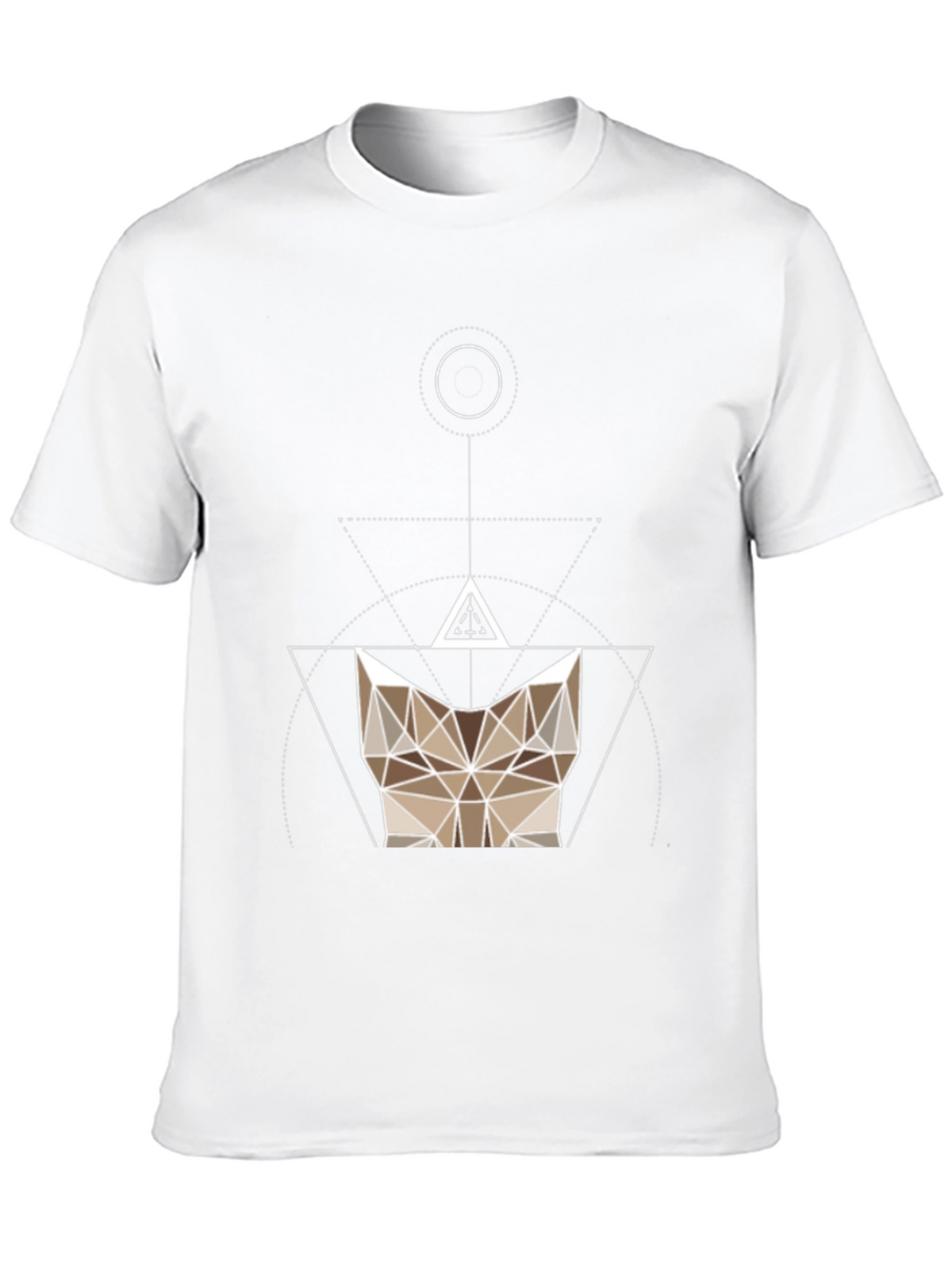 Geometric Cat Head Black T-Shirt - Modern Design