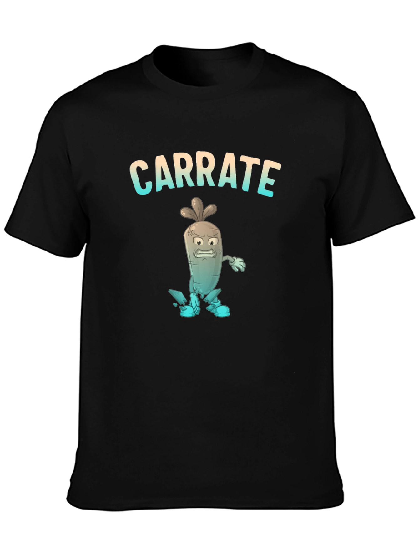 Carrate T-Shirt: Cartoon Carrot Karate Pun Tee