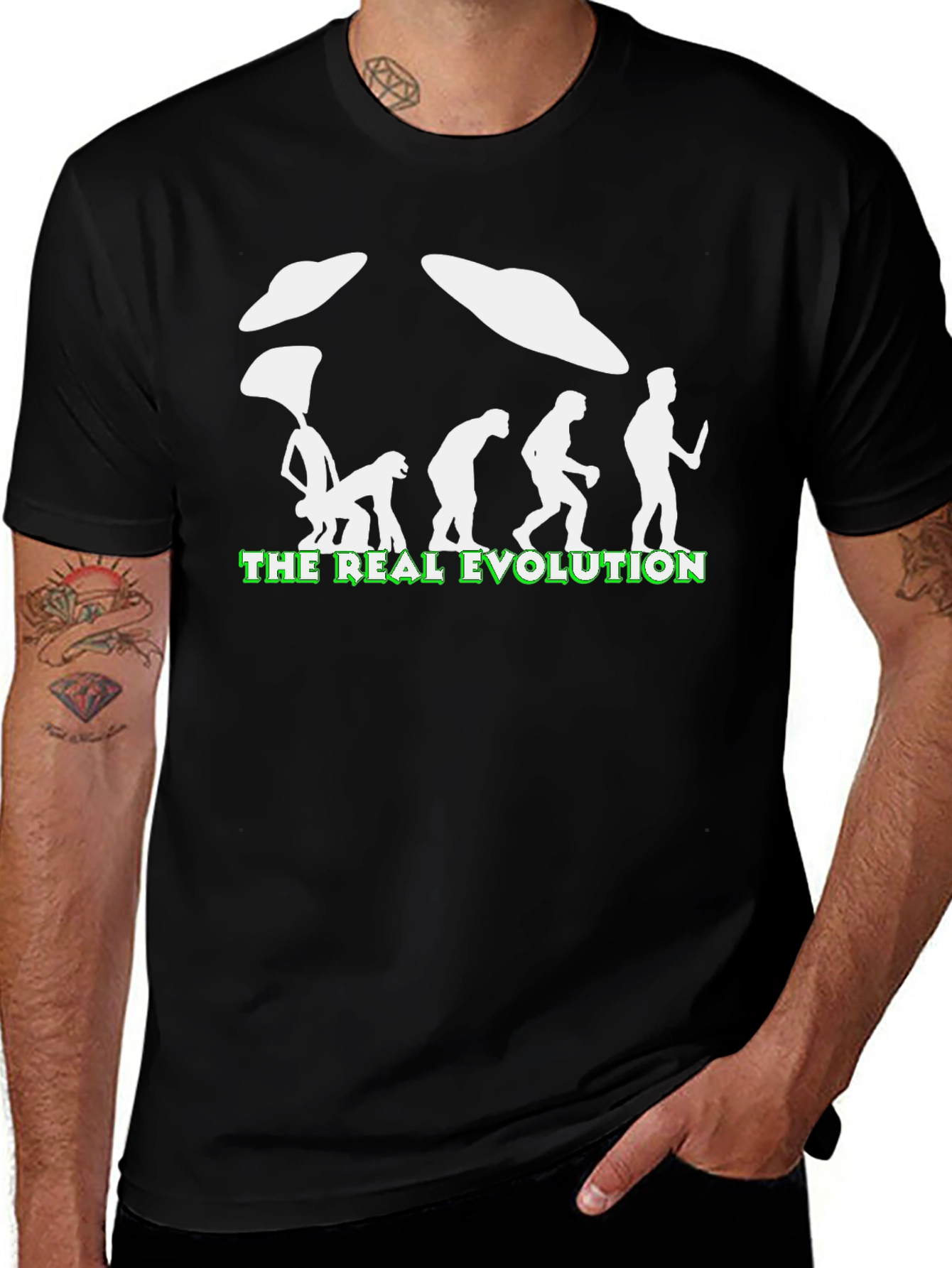 The Real Evolution UFO T-Shirt - Funny Graphic Tee