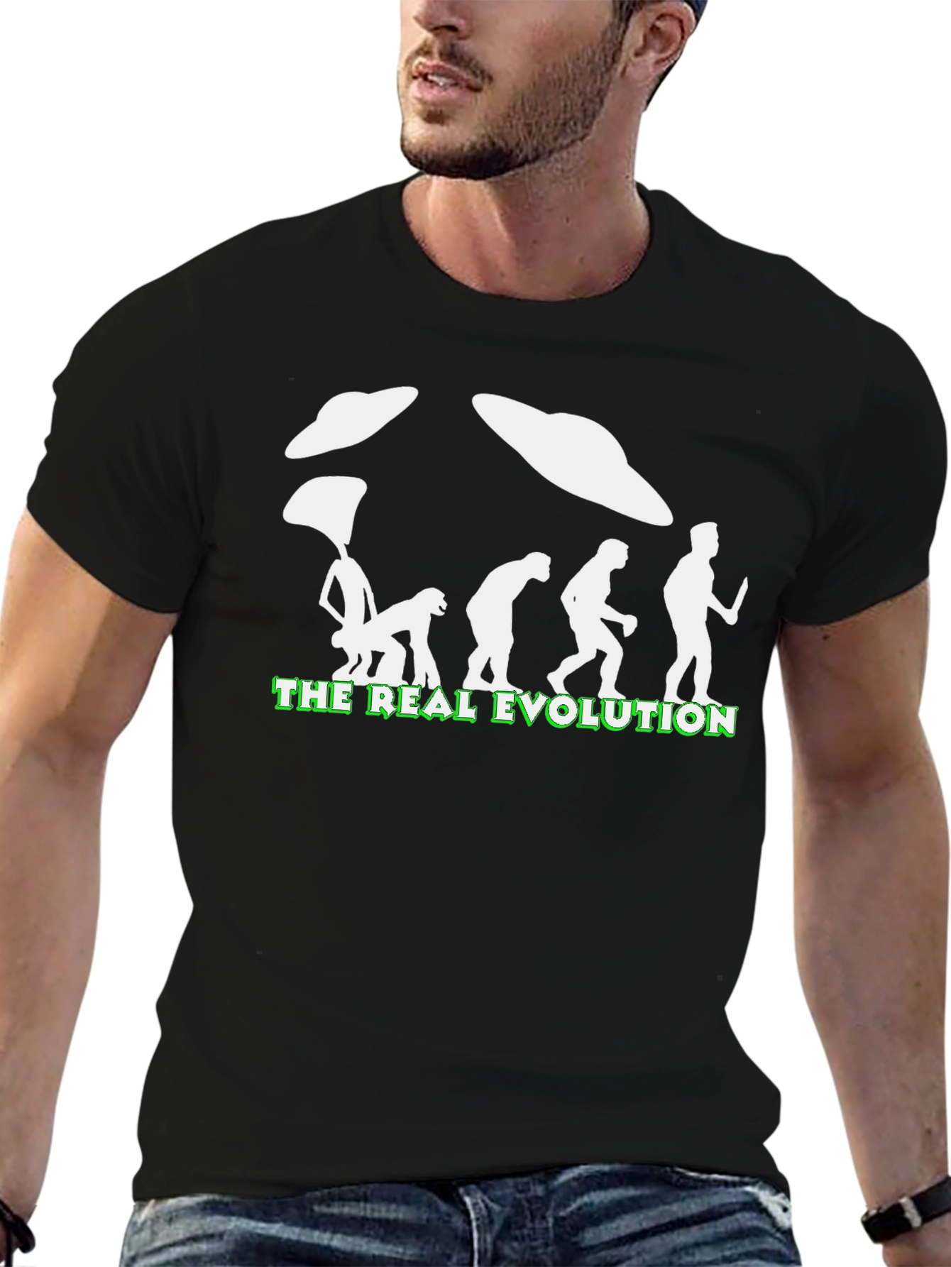The Real Evolution UFO T-Shirt - Funny Graphic Tee