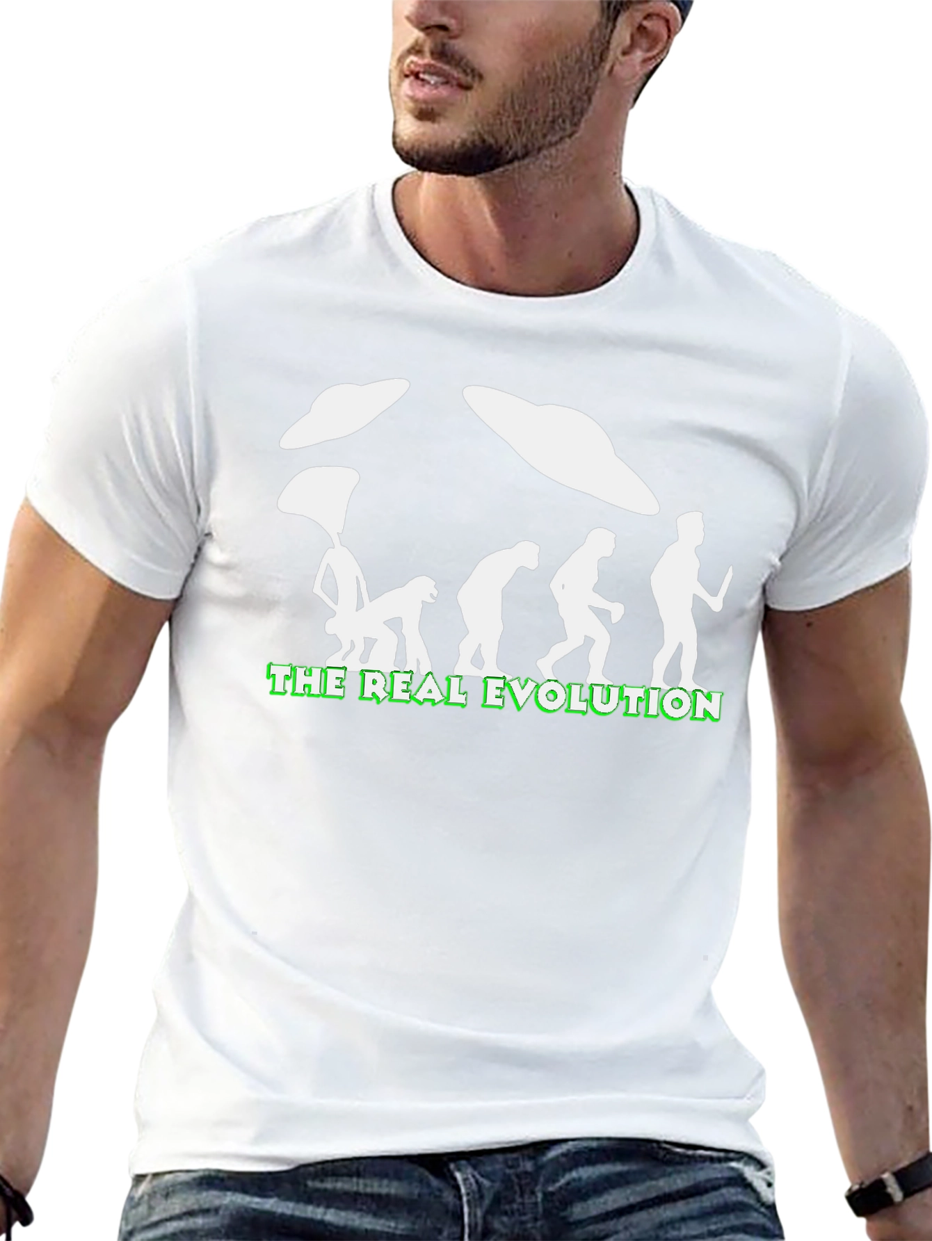 The Real Evolution UFO T-Shirt - Funny Graphic Tee