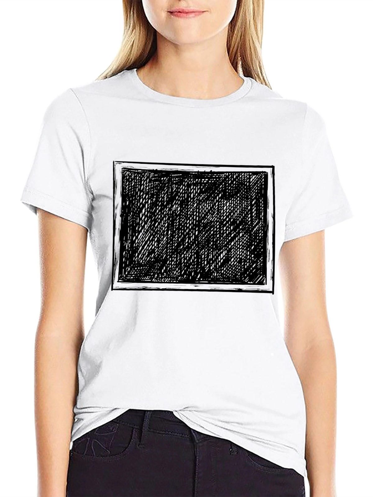 Mens Black Graphic Tee - Abstract Square
