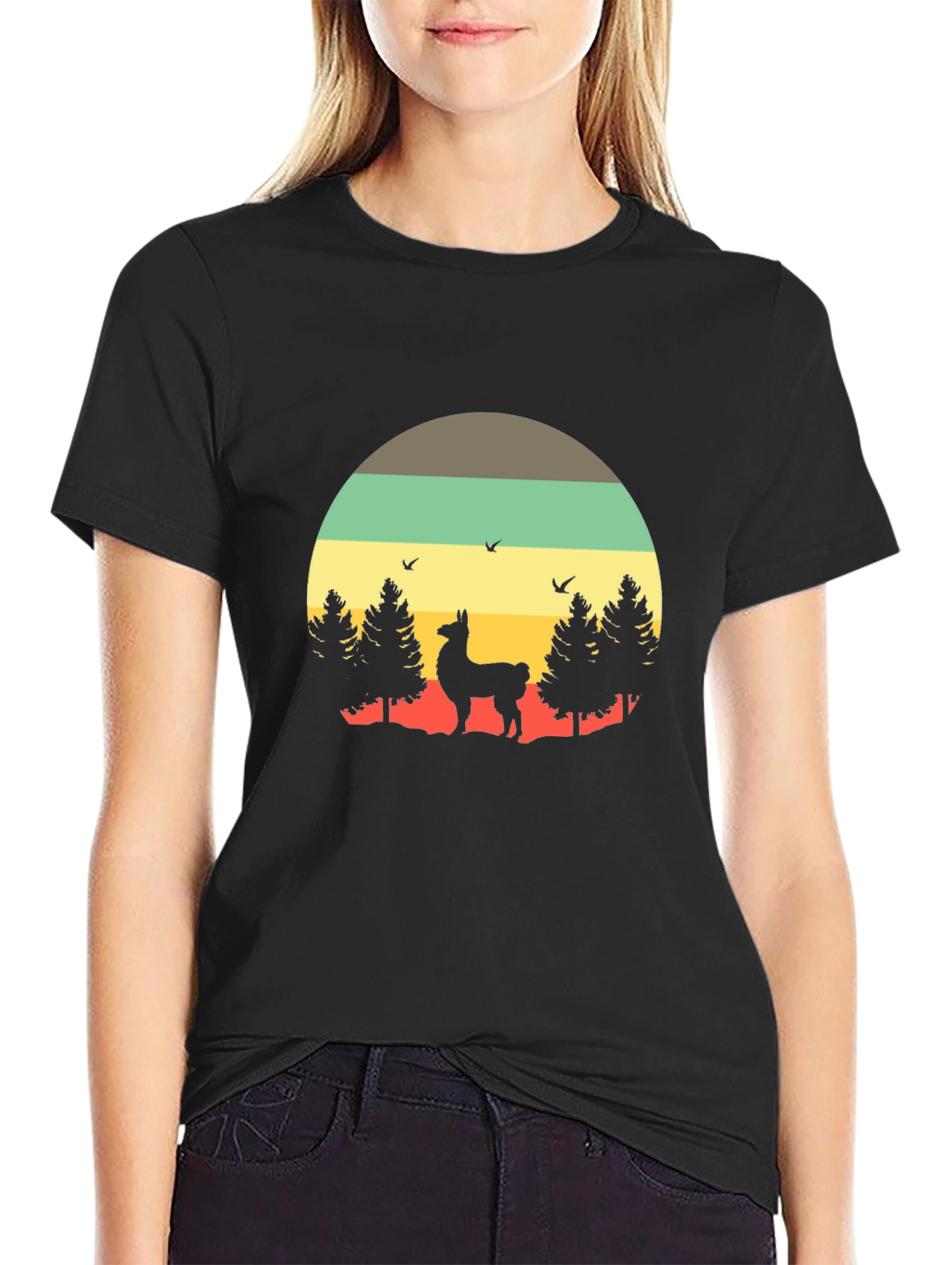 Retro Llama T-Shirt - Nature Graphic Tee