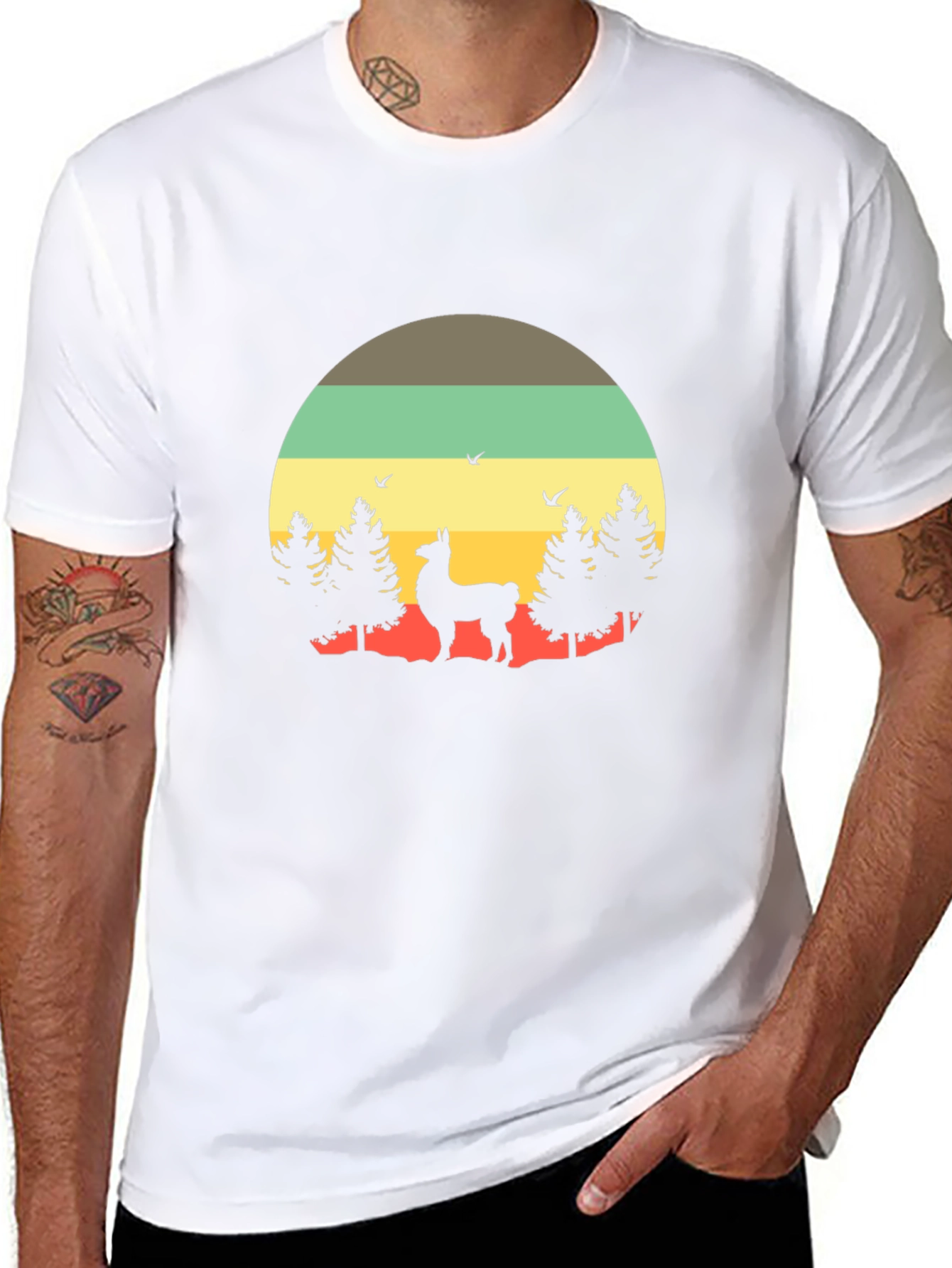 Retro Llama T-Shirt - Nature Graphic Tee