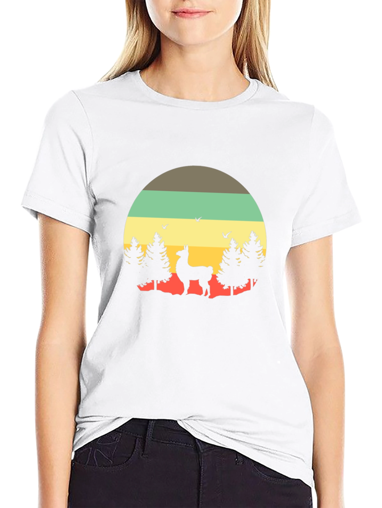 Retro Llama T-Shirt - Nature Graphic Tee